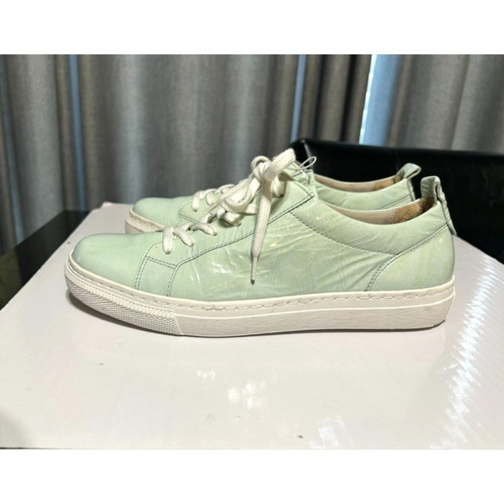Gabor Mint Green Crinkled Patent Leather Casual Comfy Streetwear Sneaker Women 7